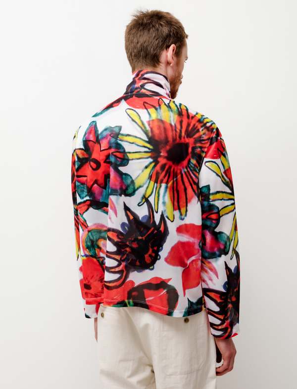 Our Legacy Shrunken Fullzip Polo - Melting Flowers Print