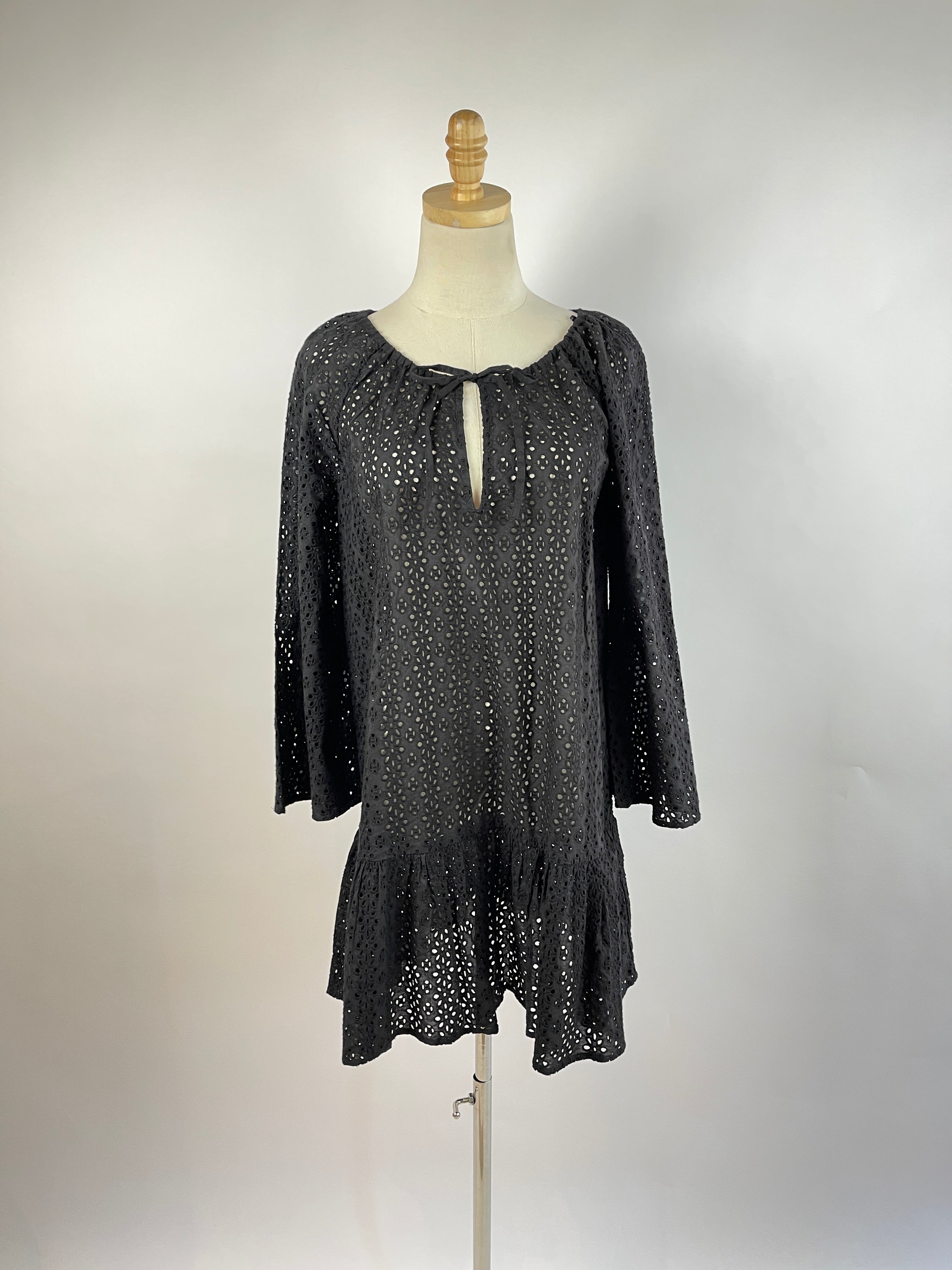 Seafolly Eyelet Swim CoverUp Black Garmentory