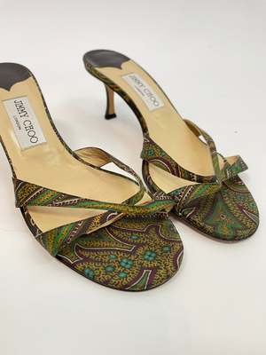 Vintage Jimmy Choo Pattern Kitten Heels Multi