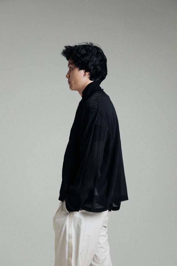 Our Legacy Rayon Plait Shrunken Fullzip Polo - Black | Garmentory