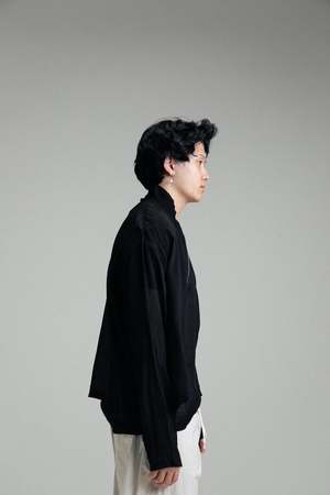 Our Legacy Rayon Plait Shrunken Fullzip Polo - Black | Garmentory