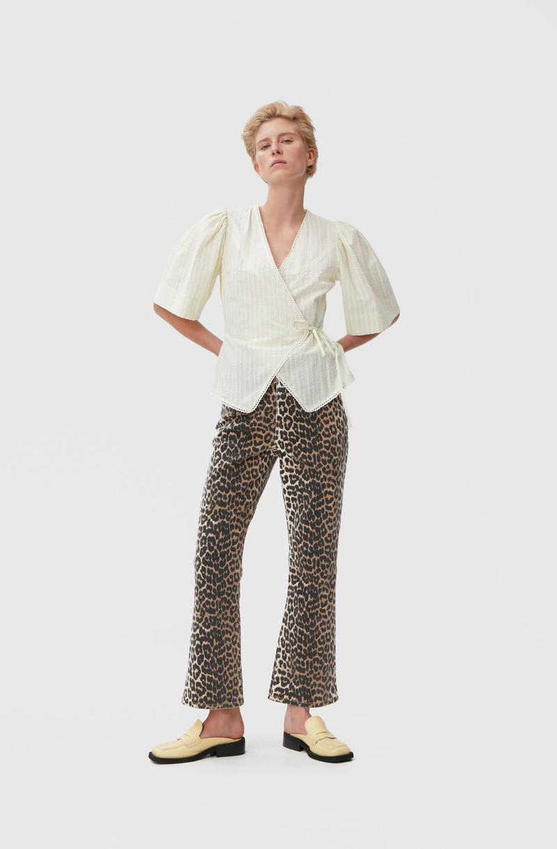 Ganni Cropped Betzy Jeans - Leopard | Garmentory