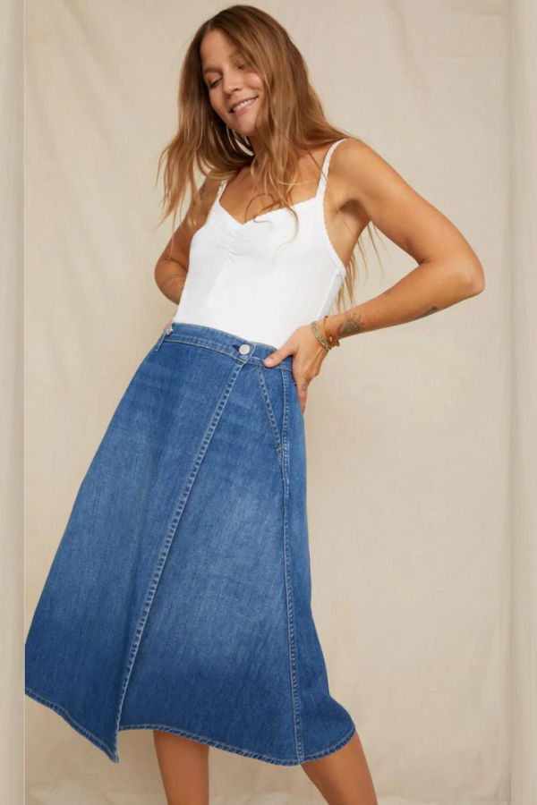 Amo Denim Marie Wrap Skirt - Wistful