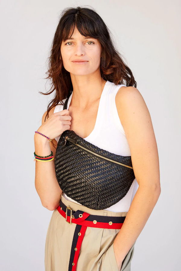 Clare V. Grande Fanny - Black Woven Zig Zag