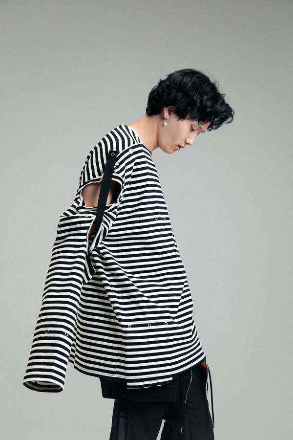 TAKAHIROMIYASHITA The Soloist. Boat Neck Shirt - Black/White