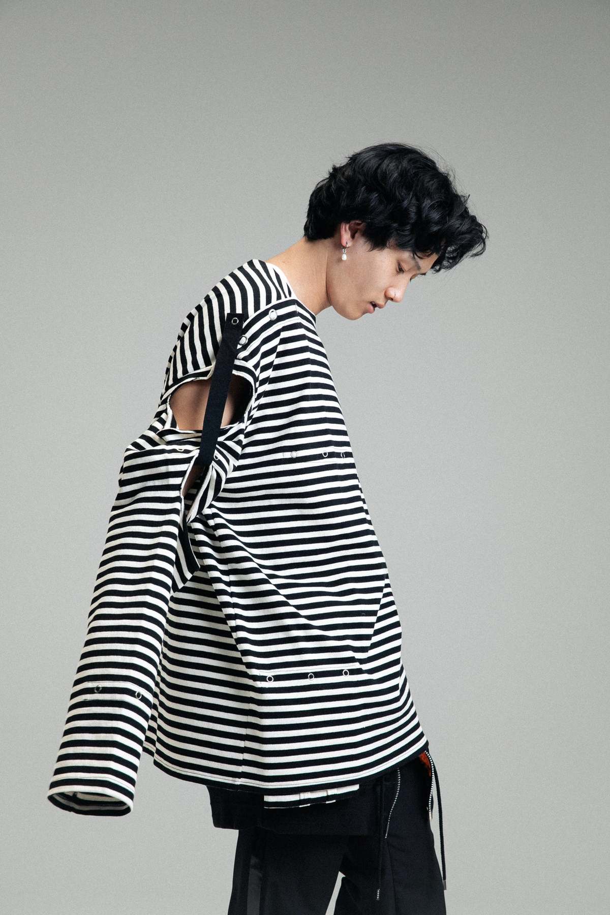 TAKAHIROMIYASHITA The Soloist. Boat Neck Shirt - Black/White