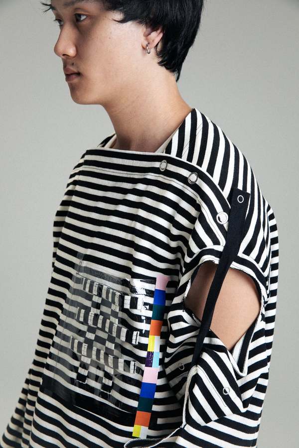 TAKAHIROMIYASHITA The Soloist. Boat Neck Shirt - Black/White