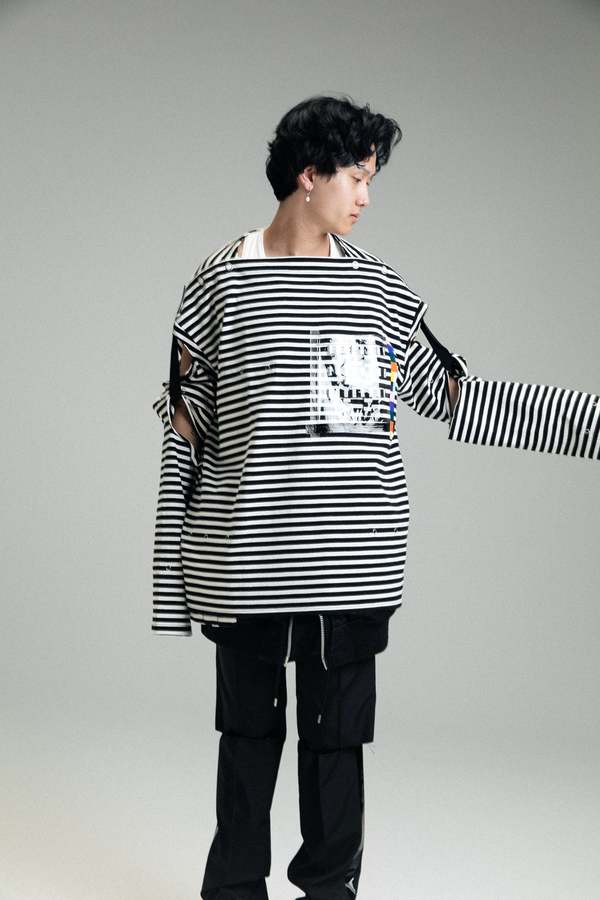 TAKAHIROMIYASHITA The Soloist. Boat Neck Shirt - Black/White