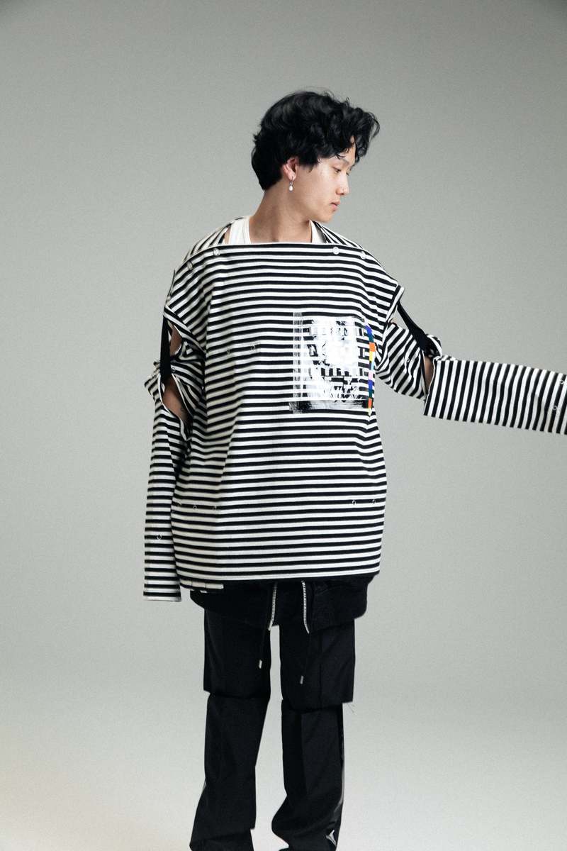 TAKAHIROMIYASHITA The Soloist. Boat Neck Shirt - Black/White