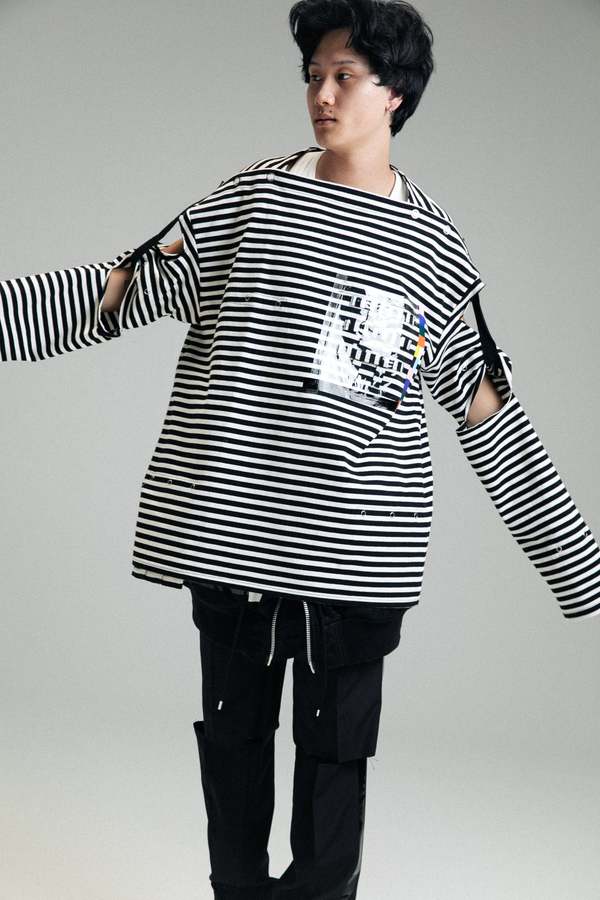 TAKAHIROMIYASHITA The Soloist. Boat Neck Shirt - Black/White