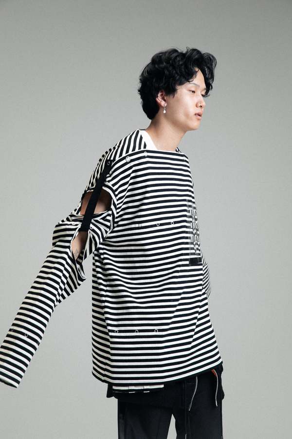 TAKAHIROMIYASHITA The Soloist. Boat Neck Shirt - Black/White
