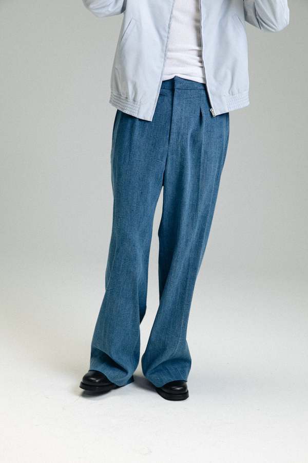 second/layer wide denim slacks