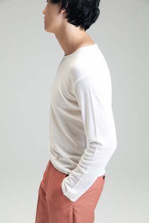 SECOND/LAYER Dias Cortez Ribbed Long Sleeve Shirt - White | Garmentory