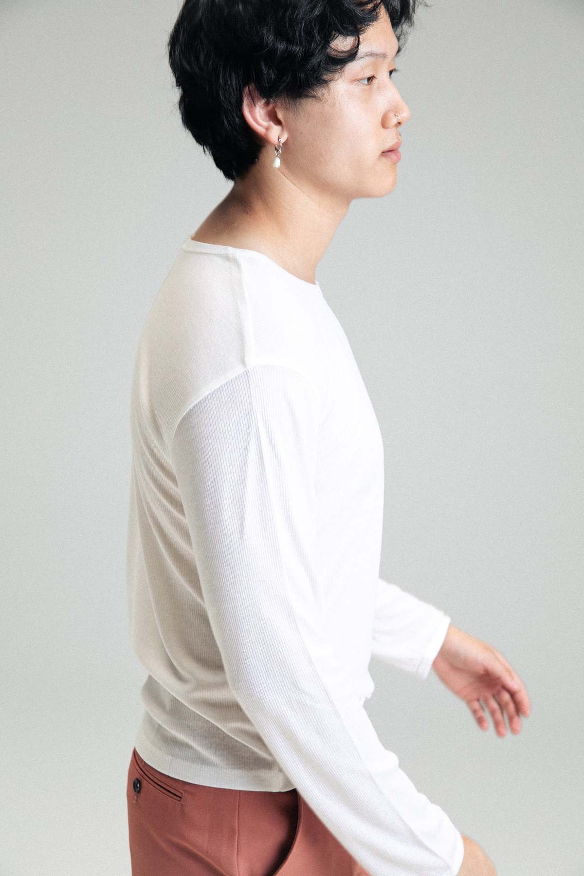 SECOND/LAYER Dias Cortez Ribbed Long Sleeve Shirt - White | Garmentory