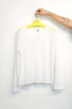 SECOND/LAYER Dias Cortez Ribbed Long Sleeve Shirt - White | Garmentory