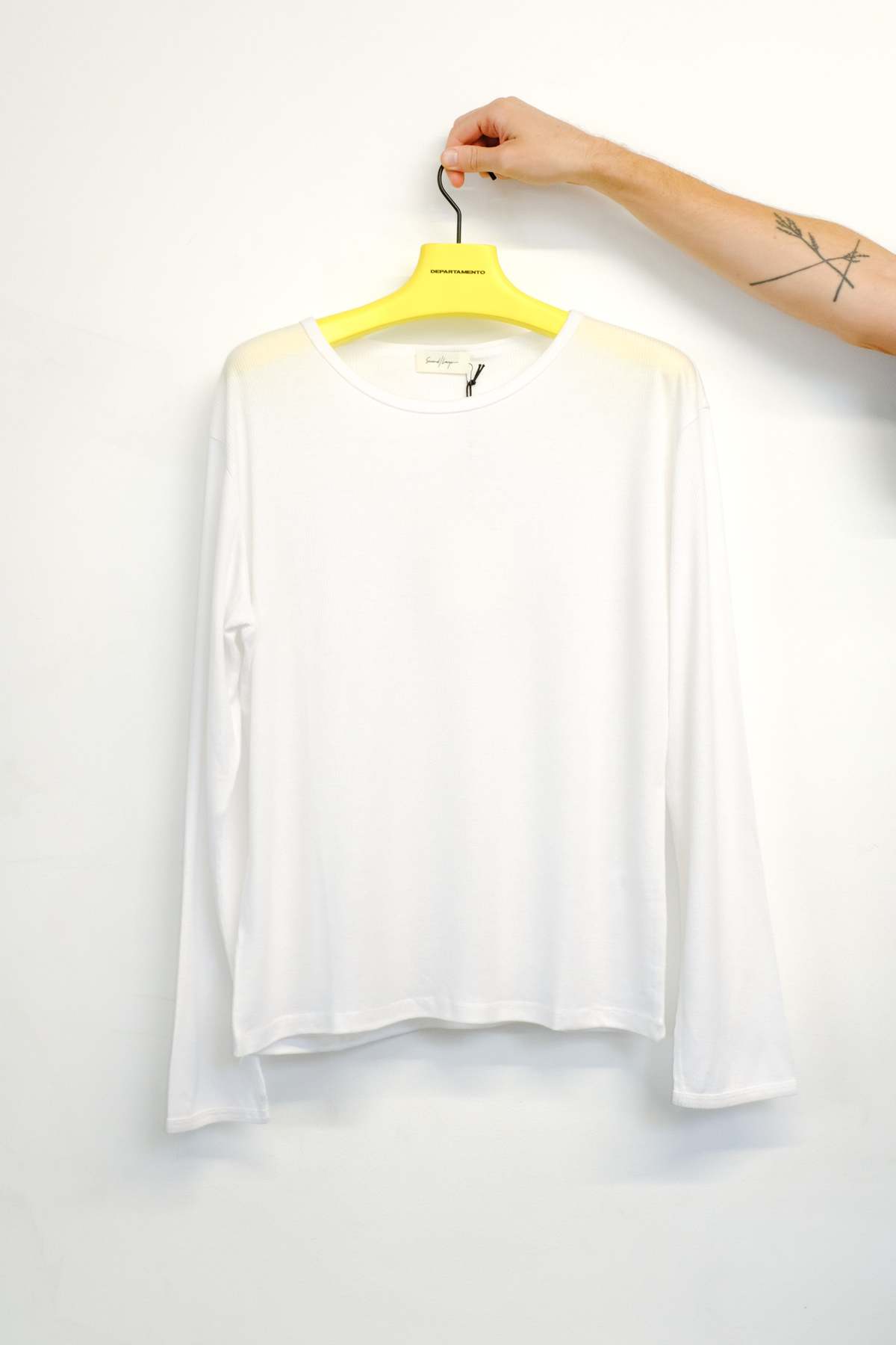 SECOND/LAYER Dias Cortez Ribbed Long Sleeve Shirt - White