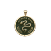 Jane Win Protect Pendant Coin Necklace - Green Enamel - Thumbnail 1