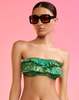 Cynthia Rowley Flirt Cotton Bikini Top - Green Floral - Thumbnail 2