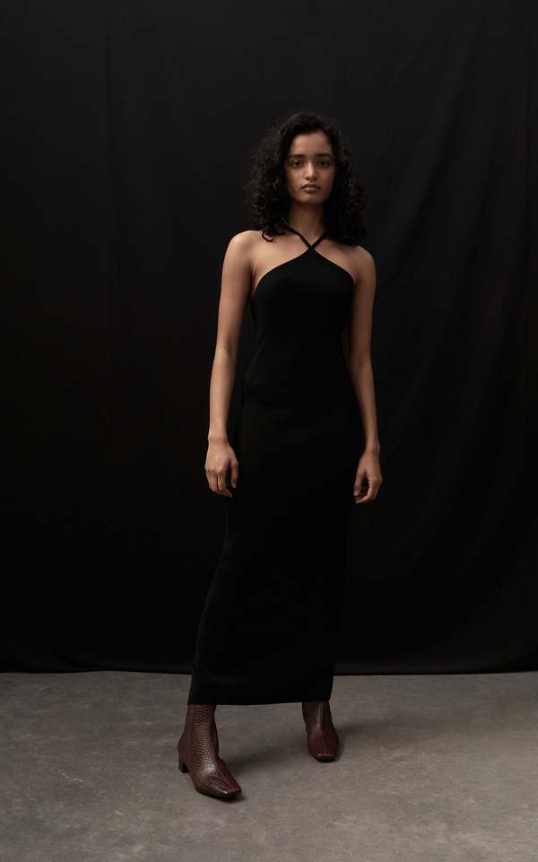 St. Agni Knit Halter Dress - Black | Garmentory