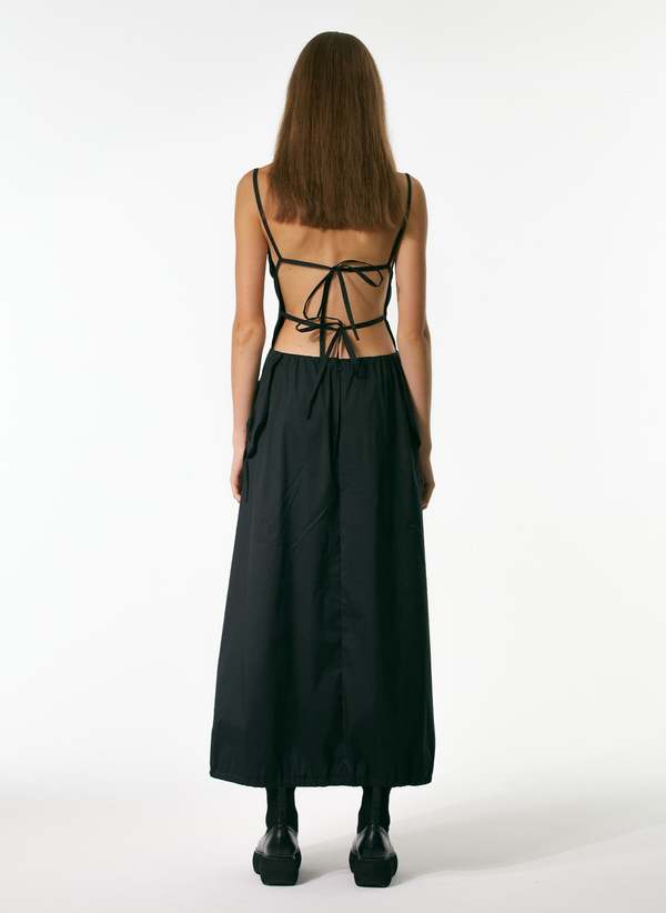 Theopen Product Patch Pocket Shirring Dress - Black | Garmentory