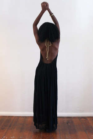 brown backless maxi dress Flowing Greek Dress – Florencia