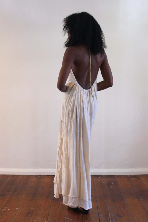 navy blue dress for baby girl Halston 09 ivory cream plisse grecian style backless wedding maxi dress gown  42 at 1stDibs