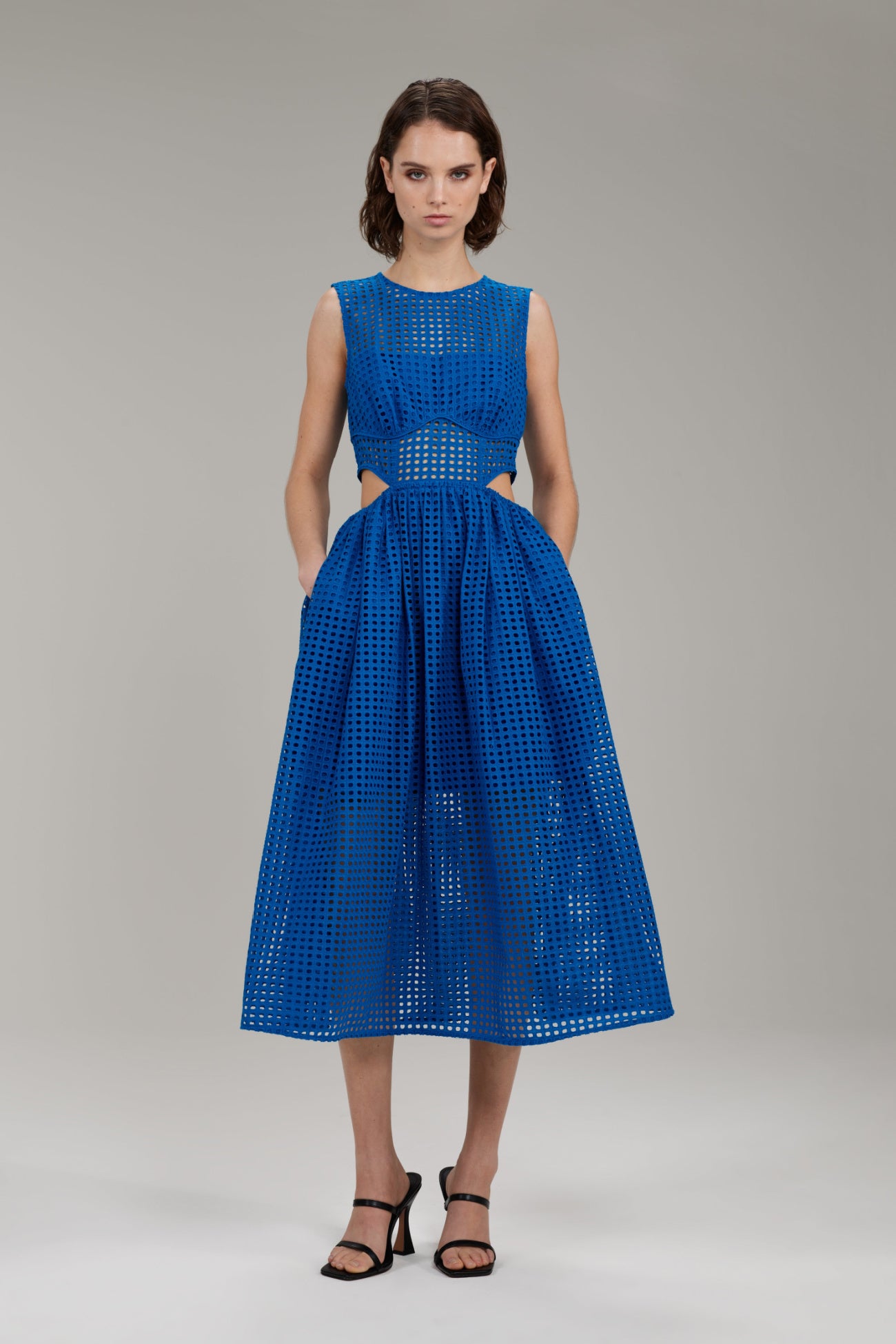 Self Portrait Light Blue Broderie Anglaise Mini Dress Self