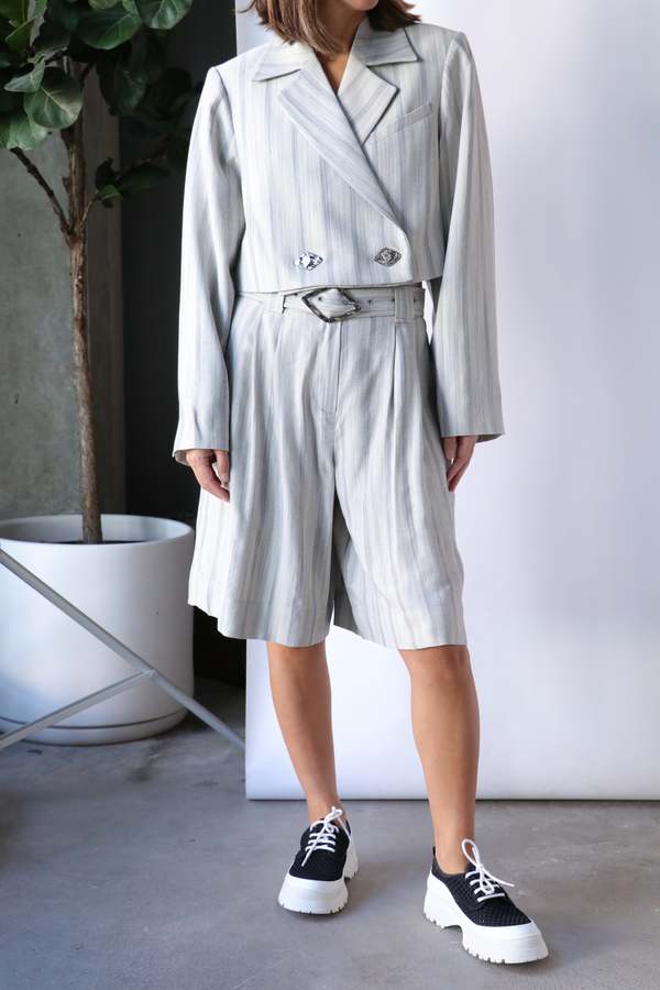 Ganni Drapey Stripe Suiting - Phantom Stripe | Garmentory