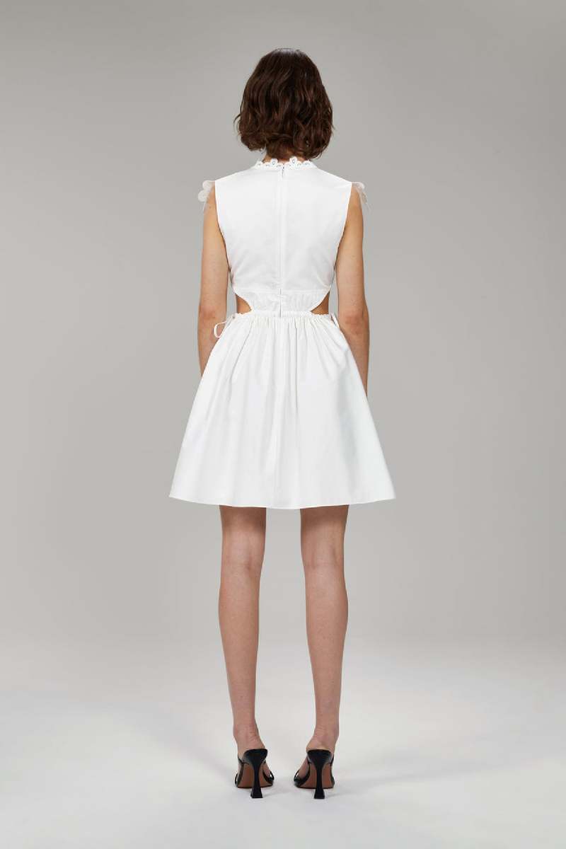 ◆SELF PORTRAIT 最新作◆Cotton Guipure ミニ シャツ ドレス◆ Self-Portrait Guipure Lace Short-Sleeve Minidress | Saks