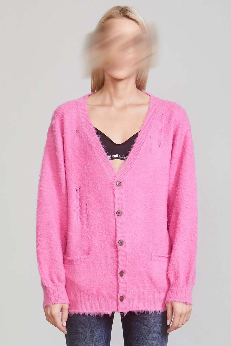 Pink Shaggy Cardigan Melrose Pink Shag Shaggy Cardigan Knitwear