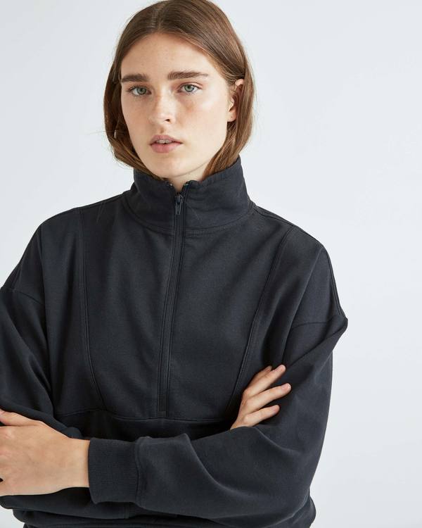 Richer Poorer Womens Stretch Terry Half Zip Pullover - Stretch Limo/Blue Nights