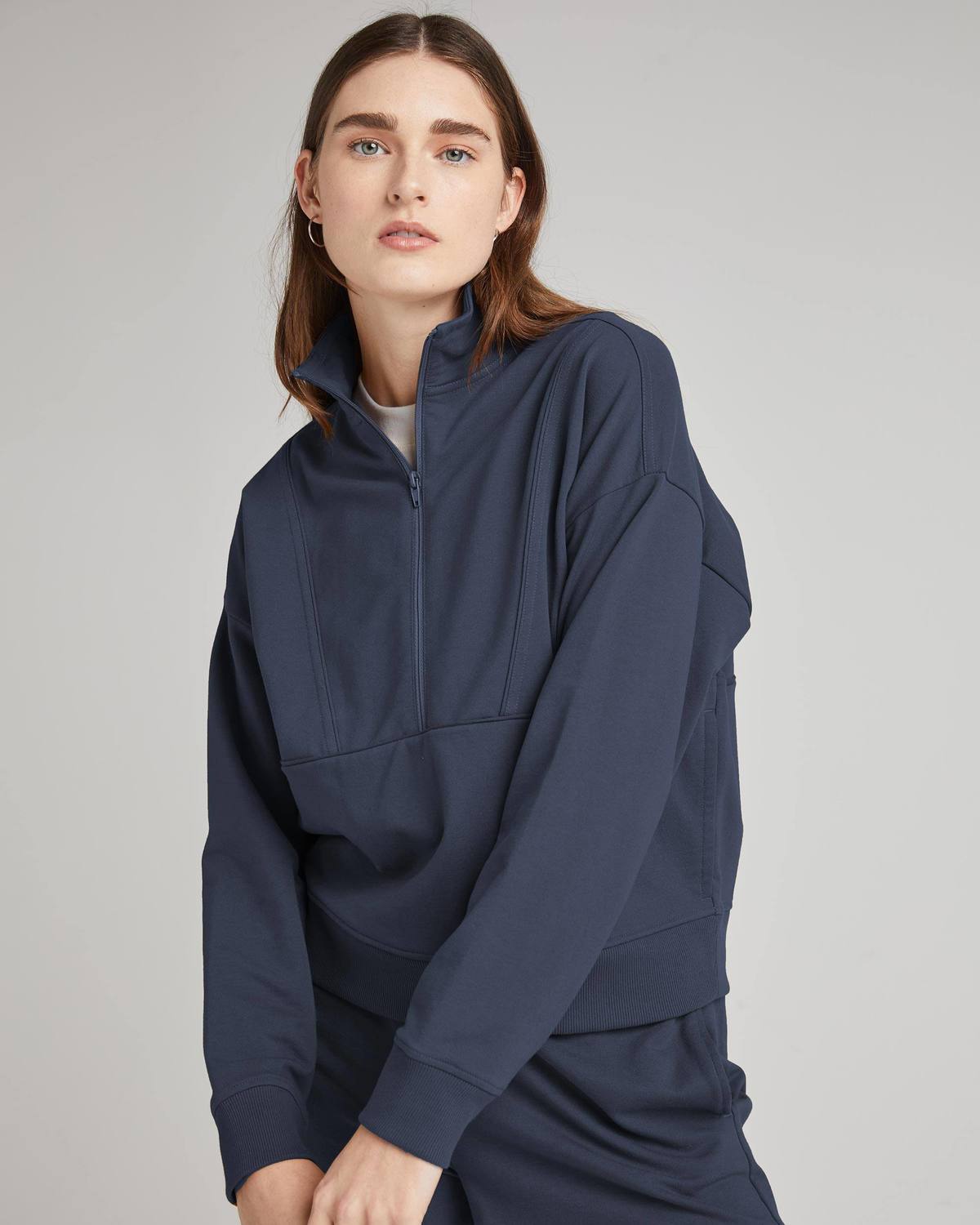 Richer Poorer Womens Stretch Terry Half Zip Pullover - Stretch Limo/Blue Nights - Image 8 of 12