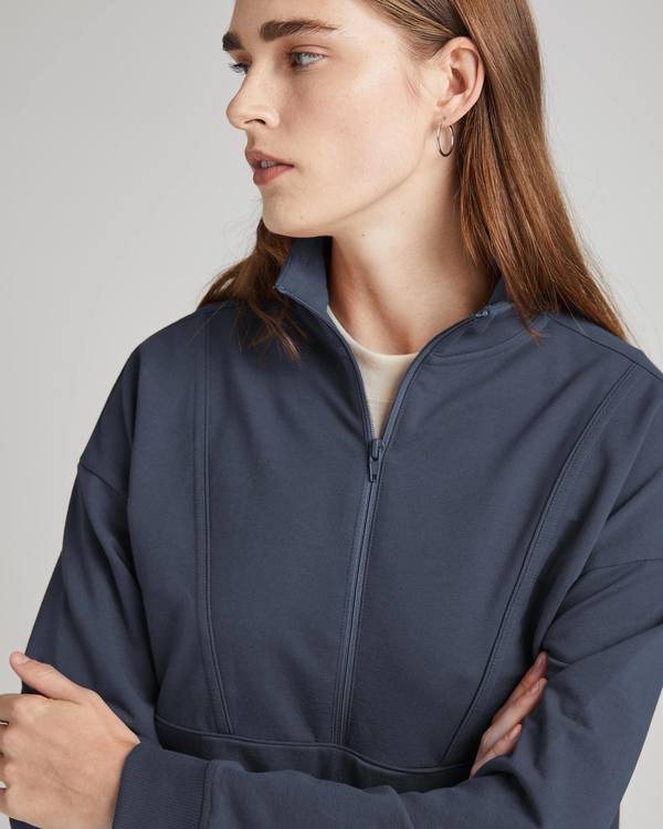 Richer Poorer Womens Stretch Terry Half Zip Pullover - Stretch Limo/Blue Nights