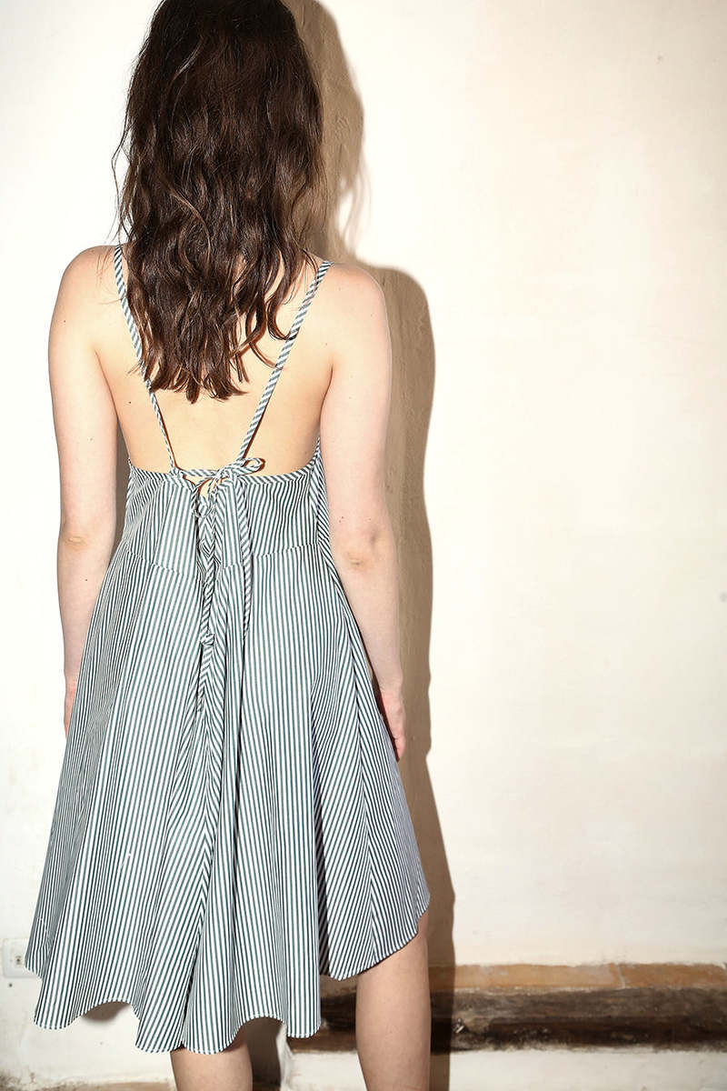 Datura Mini Slip Dress - Olive Striped Datura Mini Slip Dress - Olive Striped