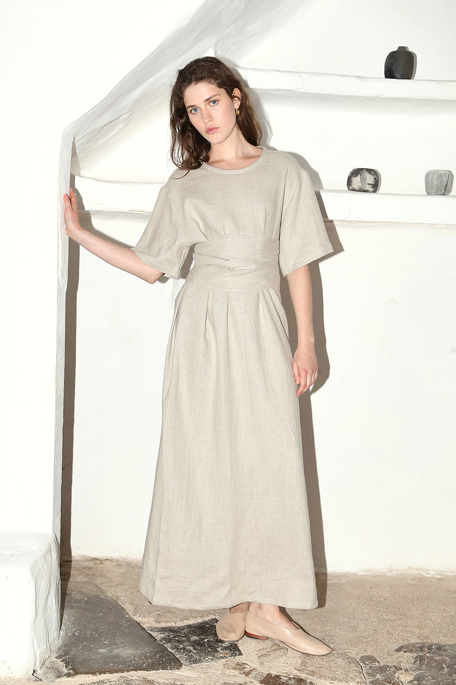 Datura Heavy Linen Astra Dress - Piedra | Garmentory