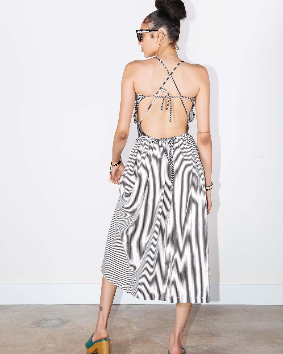 Tach Clothing Sandine Linen Dress Black/White Garmentory