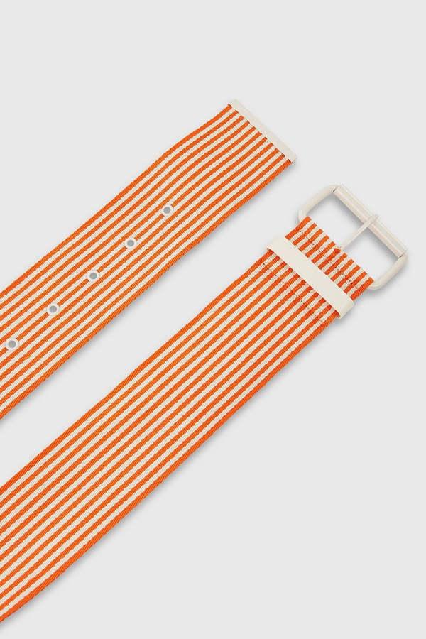 Essentiel Antwerp- Brancuso Striped Belt: Orange/ White