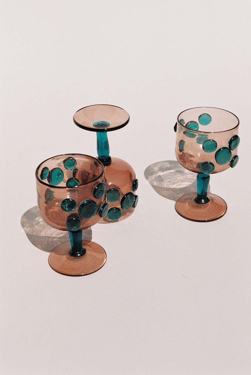 Rare Set of Handblown Wine Glasses