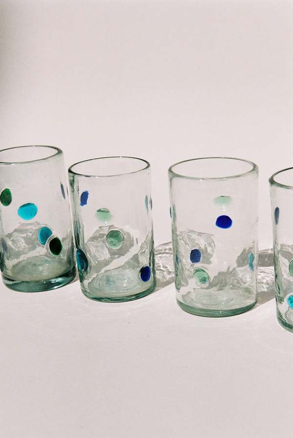 Rare Handblown Set of Spotted Murano Tumblers