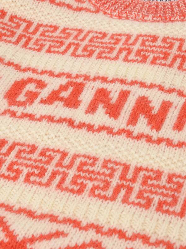 Ganni Summer Lambswool sweater - red/cream | Garmentory