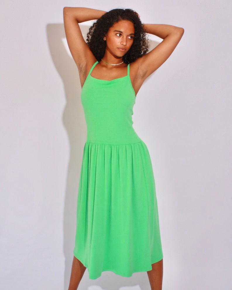 green emerald velvet dress Jade Mint Green Floral Cotton Midi Dress main image 0