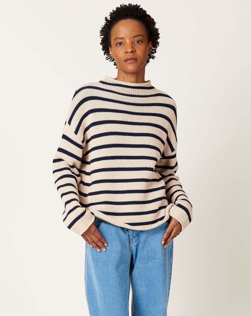 demylee Lamis Stripe Sweater - Natural/Navy | Garmentory 