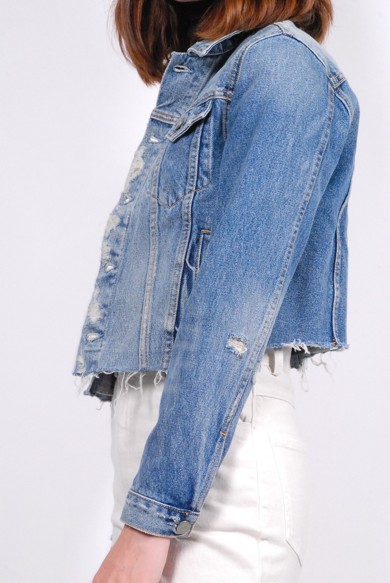 Grlfrnd Cara Cropped Denim Jacket - Mary Jane | Garmentory