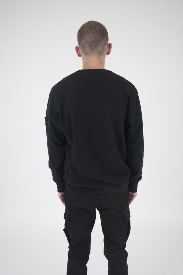 Stone Island Garment Dyed Black Crewneck Sweatshirt | Garmentory
