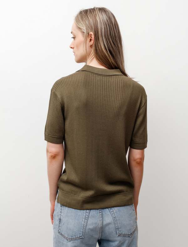 Une heures split collar silk knit