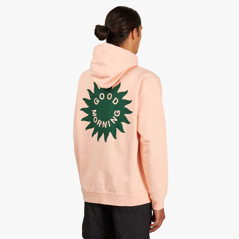*新作アイテム* Good Morning Tapes Sun Logo Hoodie Good Morning Tapes Sun Logo Fleece Hoodie - Peach | Garmentory