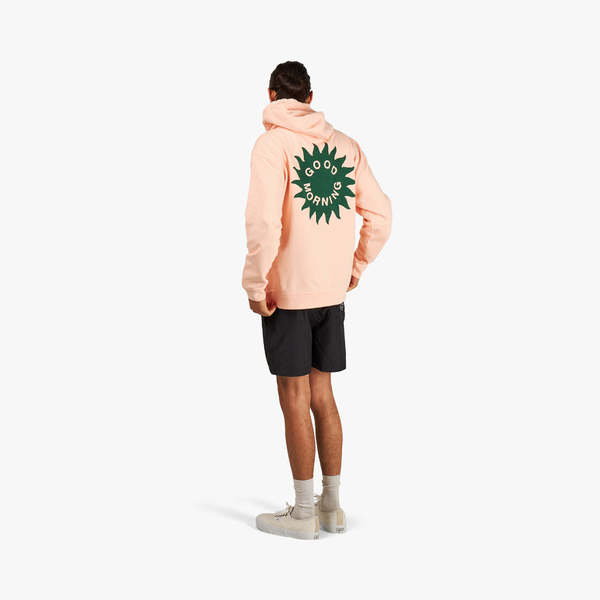 *新作アイテム* Good Morning Tapes Sun Logo Hoodie Good Morning Tapes Sun Logo Fleece Hoodie - Peach | Garmentory