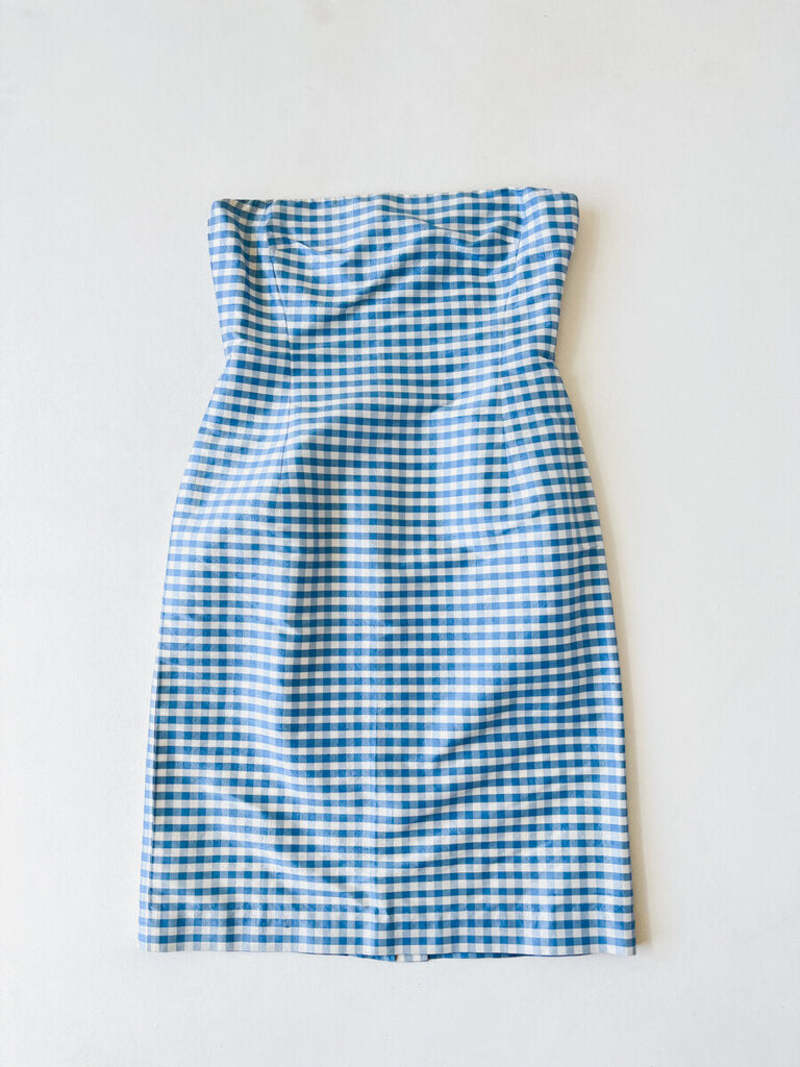 blue dress for baby girl Mirabelle Dress in Dark Blue Gingham – Of Her Own Kind main image 1