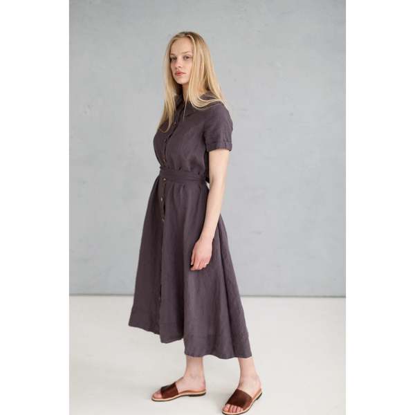 La Petite Alice Norah Linen Dress - Purple | Garmentory La Petite Alice Norah Linen Dress - Purple | Garmentory
