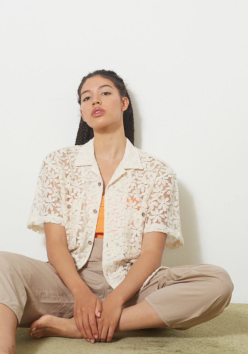Andersson Bell Flower Sheer Open Collar Shirts | Garmentory